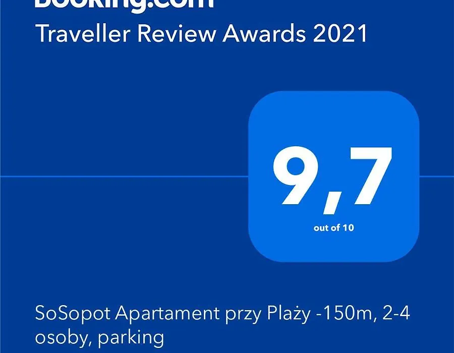 SoSopot Apartament przy Plaży -150m, 2-4 osoby, parking-1